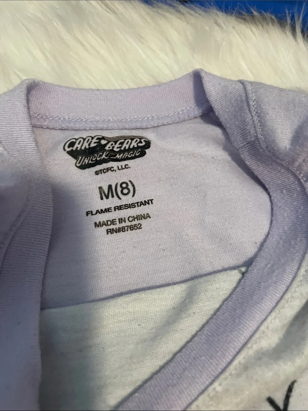 Care Bears Gray Nightshirt with Lavender Raglan Sleeves and Pastel Bear Stack